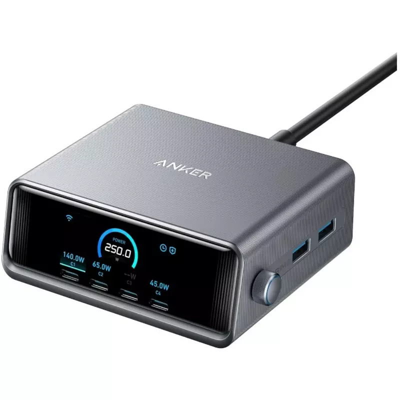 ANKER Prime Charger 250W USB-C Ladegert 6 Ports GaNPrime 2.26Z LCD ...
