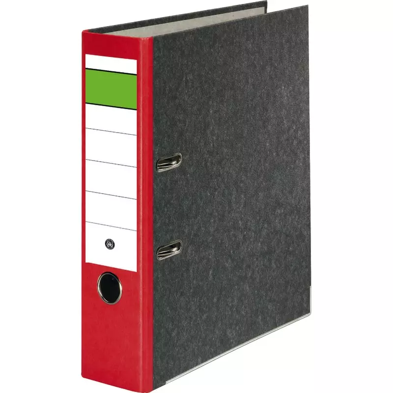 Wolkenmarmor-Ordner Grüner Balken DIN A4, farbiger Rücken 80 mm