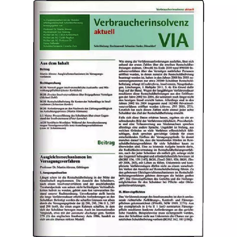 VIA - Verbraucherinsolvenz aktuell - Abonnement