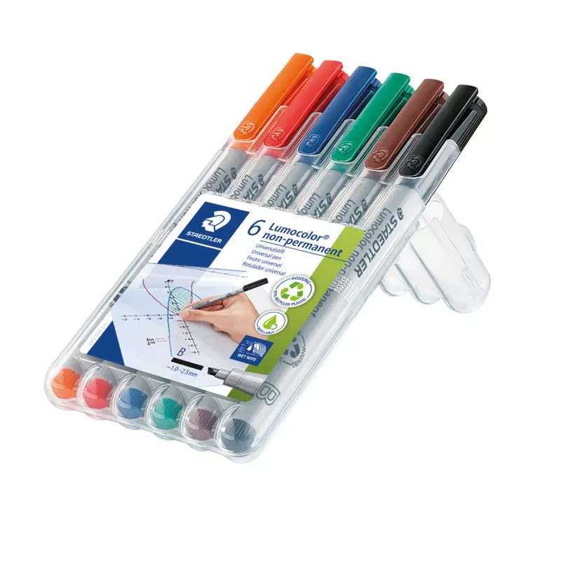 Folienstift Lumocolor® non-permanent, ca. 1.0 mm oder 2.5 mm, STAEDTLER Box mit 6 Farben STAEDTLER 312 WP6