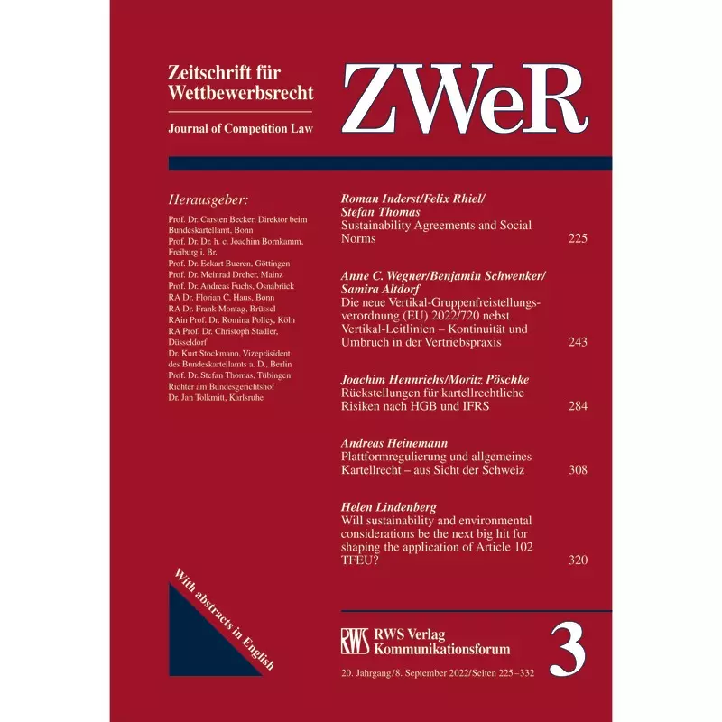 ZWeR - Zeitschrift für Wettbewerbsrecht - Abonnement