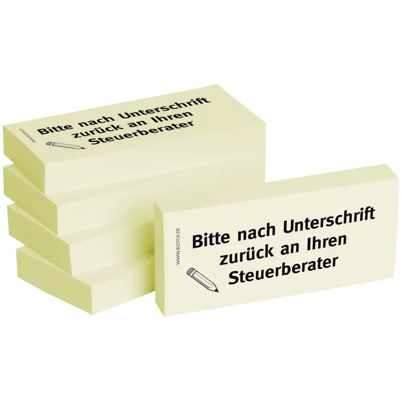 Haftnotiz Unterschrift Steuerberater, 75x35mm, 5x100 Blatt BIZSTIX 1301010112