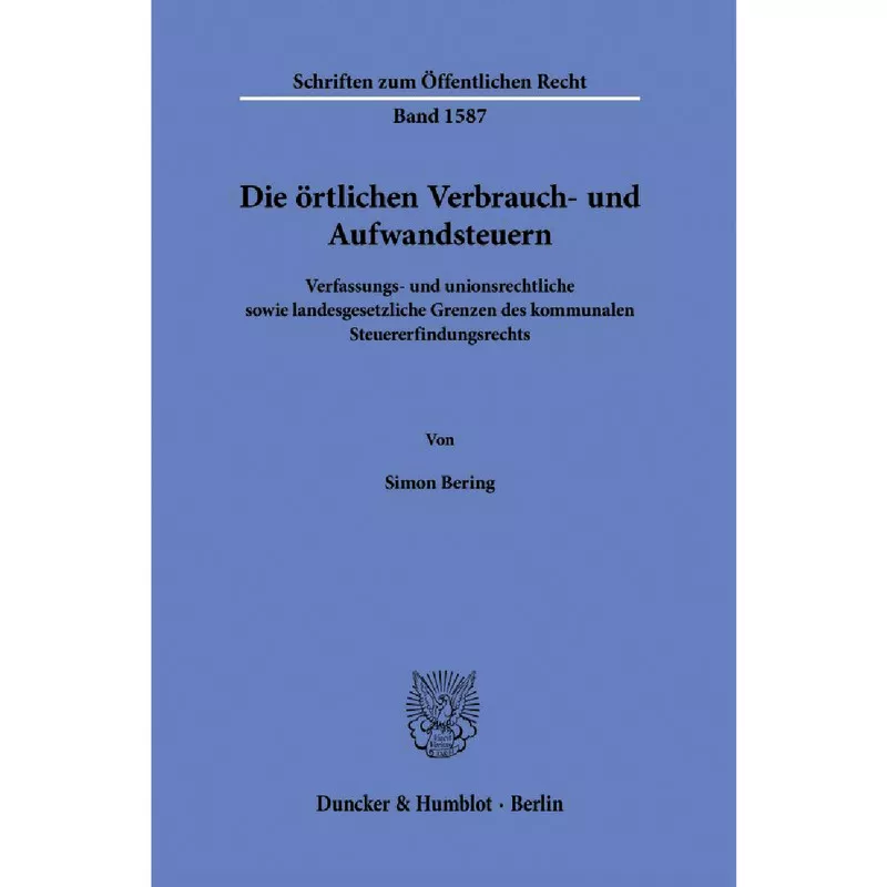 Die örtlichen Verbrauch- und Aufwandsteuern