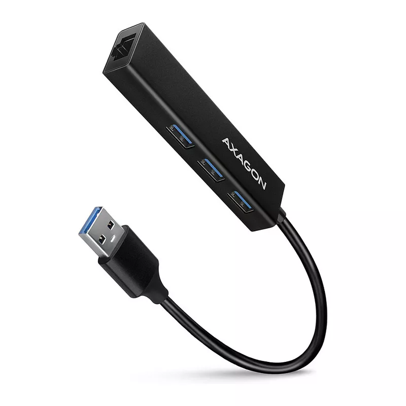 AXAGON HMA-GL3A Multiport-Hub, USB 3.0 Typ A, Gbit-LAN, 3x USB-A, microSD