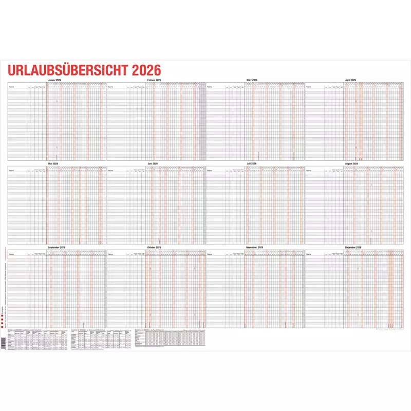 Urlaubsübersicht 250MA 110x80cm