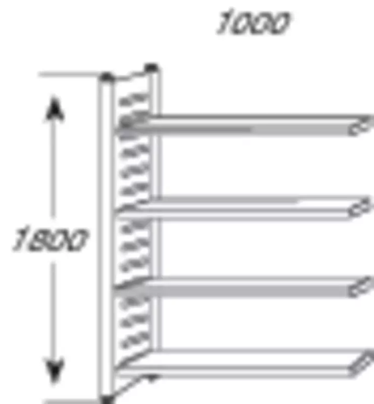 Regalfeld M2, 4 Böden, B x H x T: 1.000 x 1.800 x 400 mm