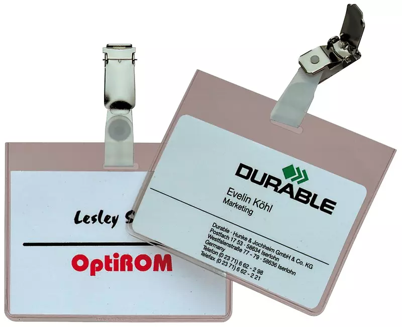 DURABLE Namensschilder mit Clip, Packung: 25 Stück