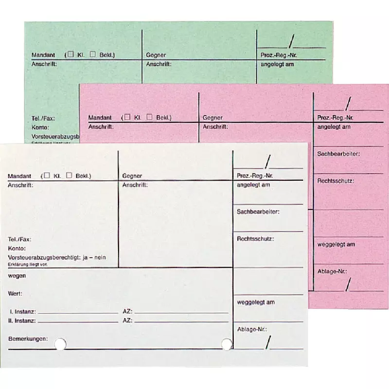 SoldanPlus Prozessregister-Karteikarte, Einzelkarte