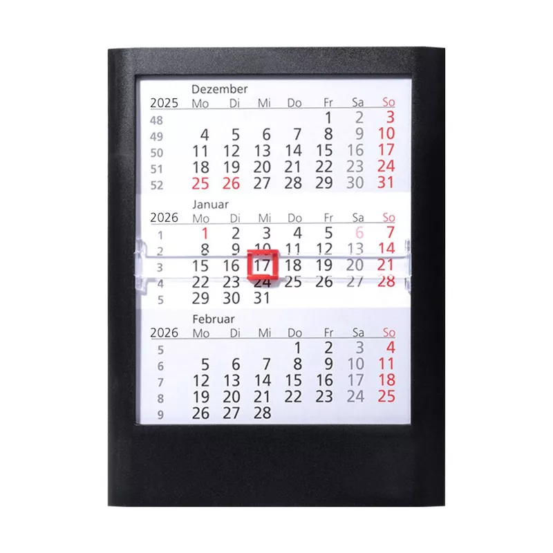 3-Monats-Tischkalender, Kunststoff, schwarz GÜSS 55034