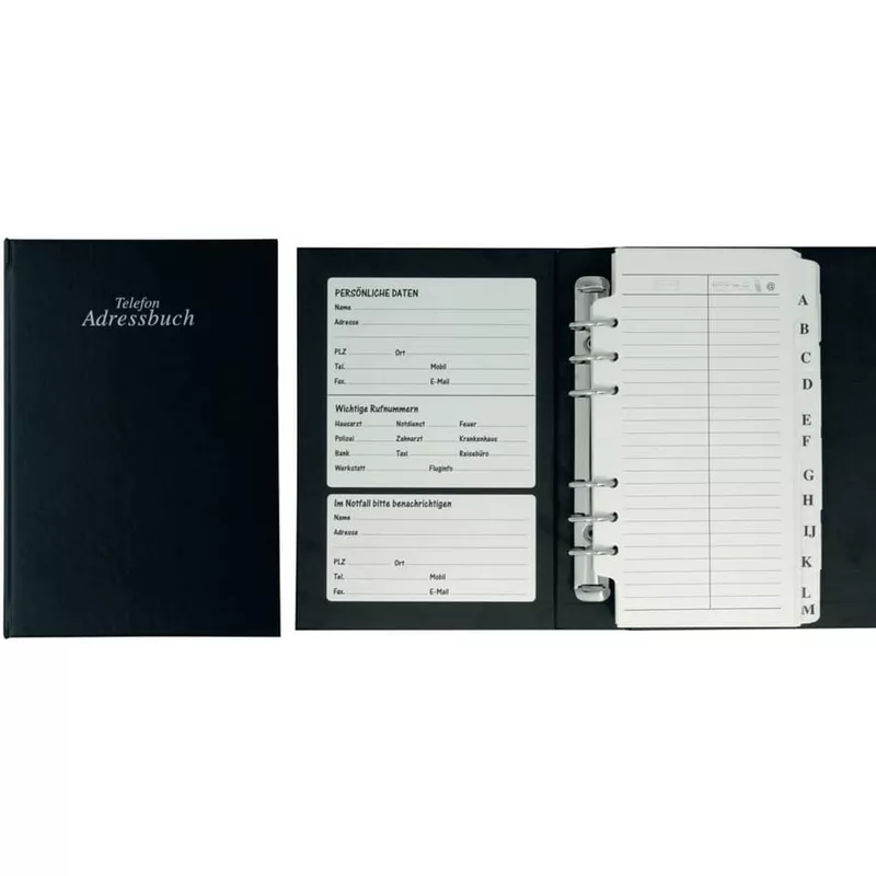 Adress- und Telefonbuch, 15 x 22 cm schwarz STYLEX 46625