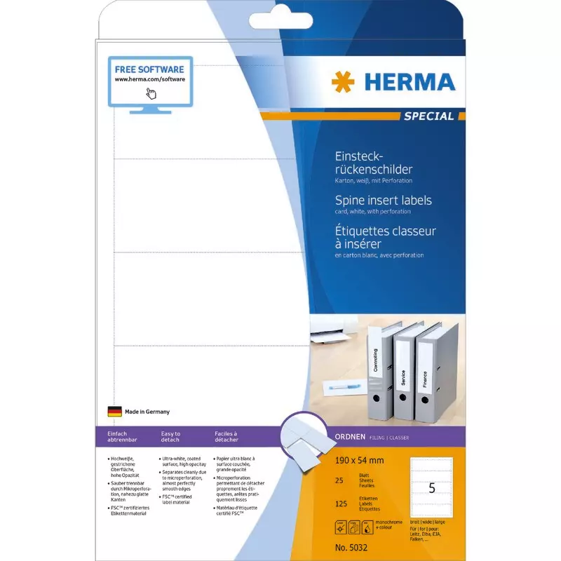 HERMA Einsteckrückenschilder 5032, B x H: 190 x 54 mm