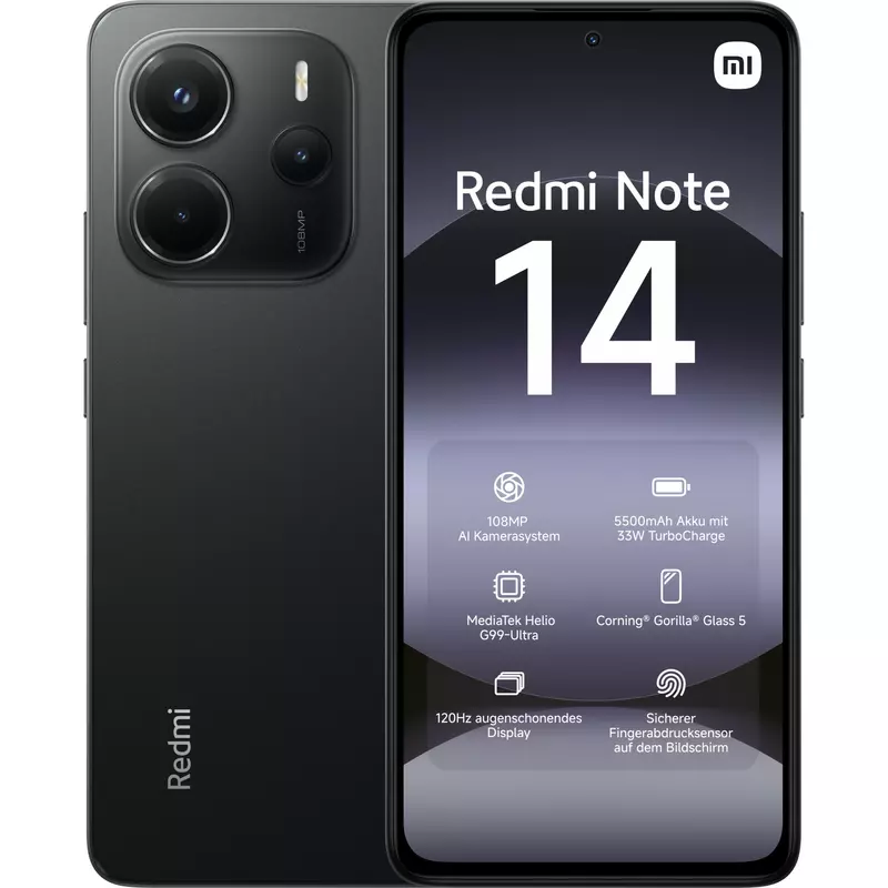 Xiaomi Redmi Note 14 4G Dual Sim 6GB RAM 128GB midnight black