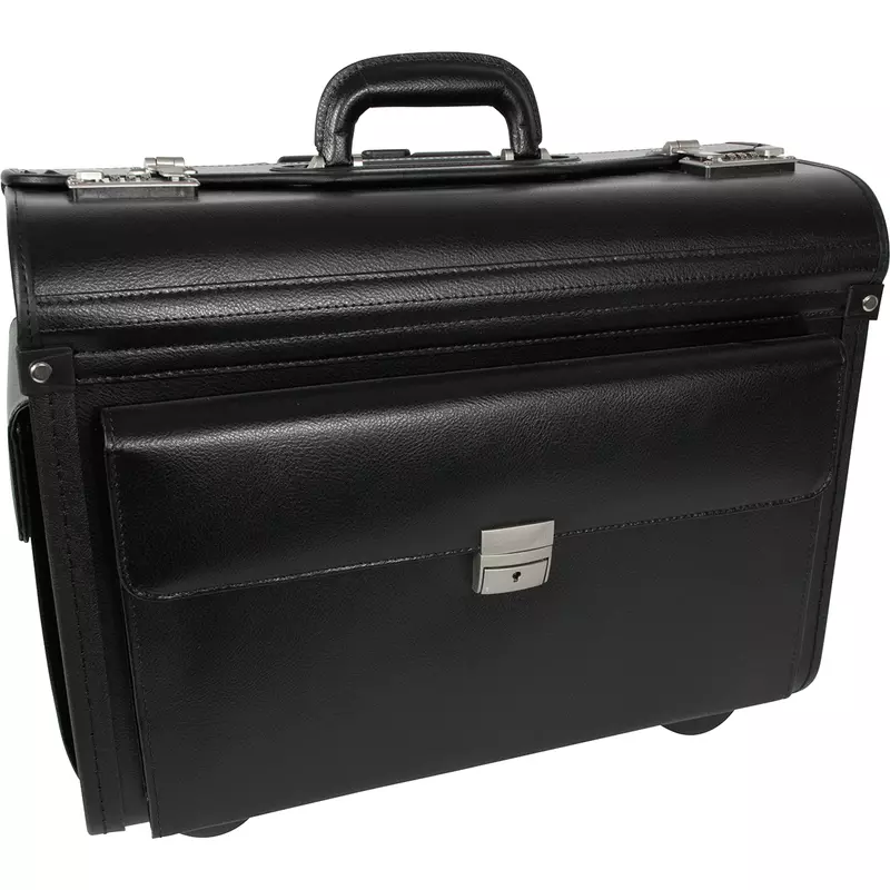 Soennecken Pilotenkoffer Leipzig Leder+rollen sw