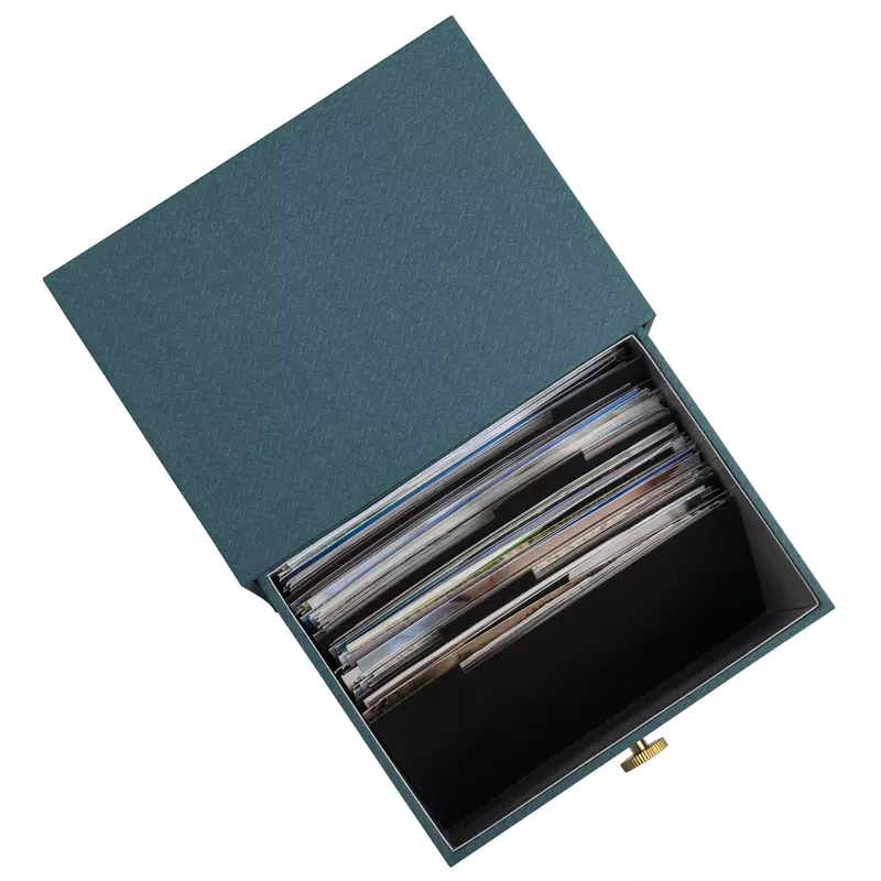Schubladenbox für Fotos und Karteikarten, 14x17,7x13,4 cm, Office by me - Blaugrün