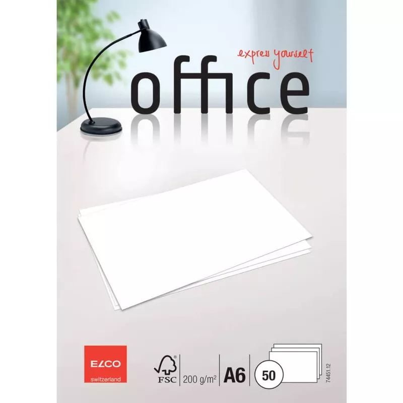 Briefkarte Office, A6, 200g/m², weiß, 50 Stück ELCO 74451.12