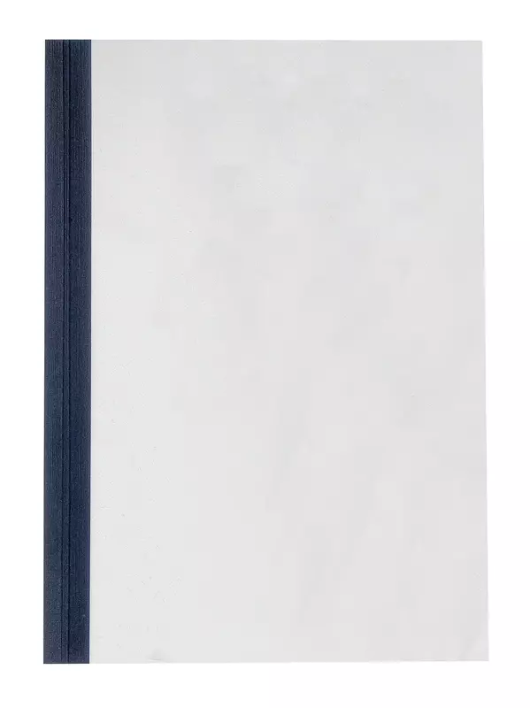 Transparente Vorderdeckel mit farbiger Kartonleiste in Feinleinen