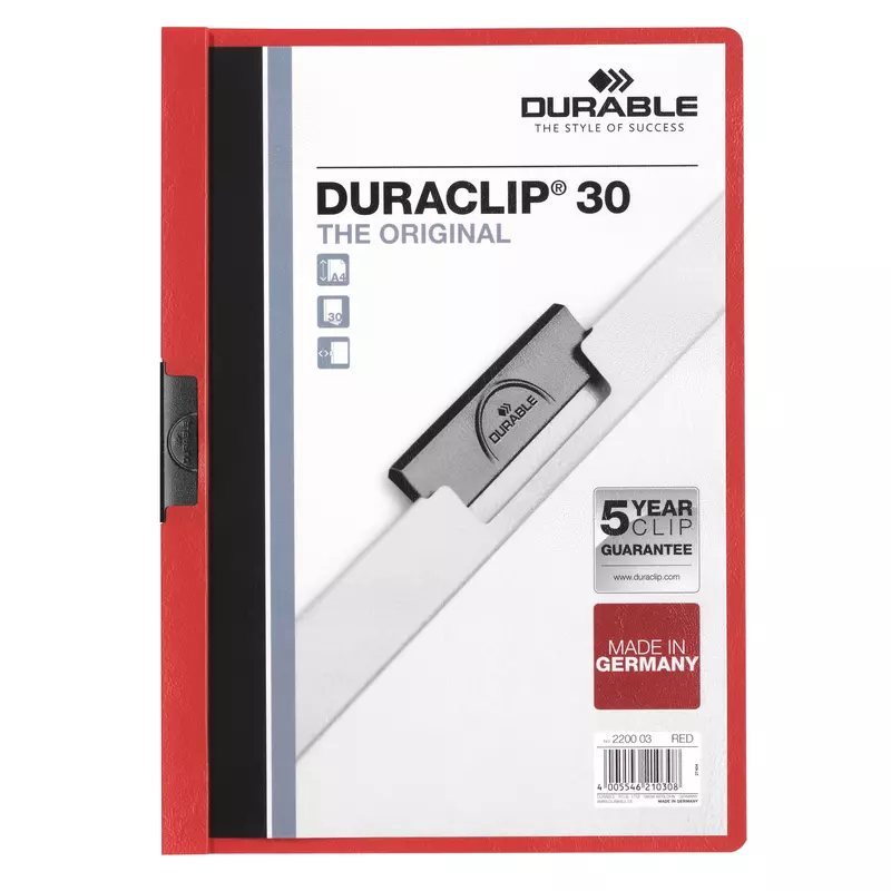 Durable Klemmmappe DURACLIP 30 DIN A4 Hartfolie rt