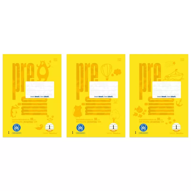 Arbeitsblock Premio, A4, 90g/m², 50 Blatt, Lin.1, liniert, hellgelb STAUFEN PREMIO 040746001