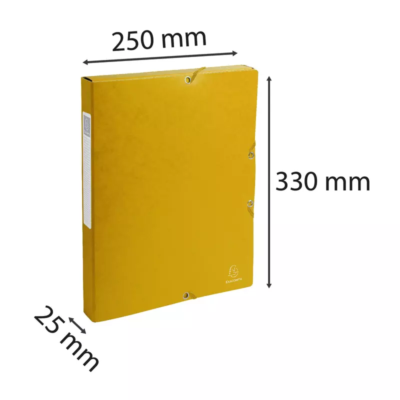 Archivbox aus Colorspan-Karton 600g, Rückenbreite 25mm mit Etikett, 25x33cm für DIN A4 - Gelb