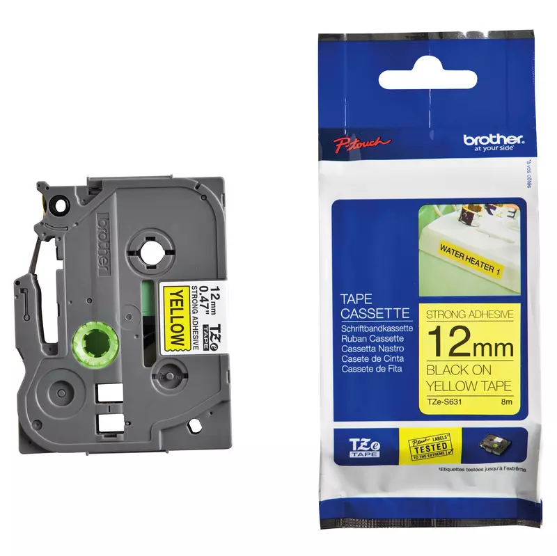 brother Spezialband TZe-S631, schwarz/gelb, 12 mm