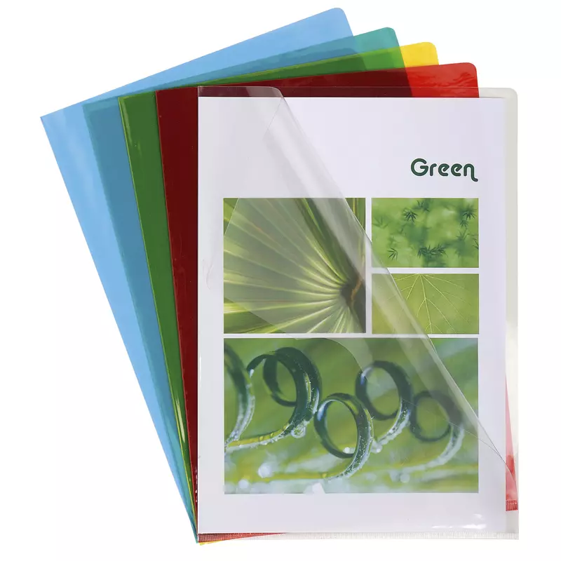 Packung mit 10 Aktensichthüllen aus glattem und festem PVC 130µ, für Format DIN A4 - Farben sortiert