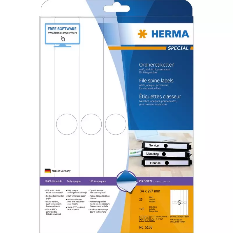 HERMA Etikett 5165, B x H: 34 x 297 mm Hängeordner
