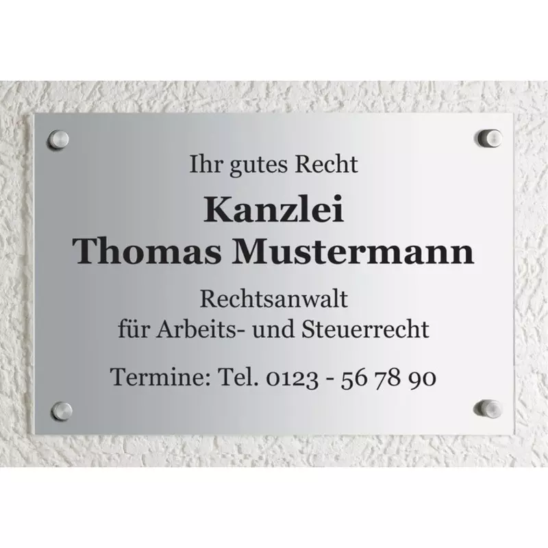 Schild CLASSIC, Aluminium, 300 x 200 mm, individuell bedruckt. Design 04