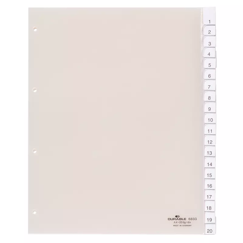 Durable Register 245x297cm 20teilig Hartfolie tr