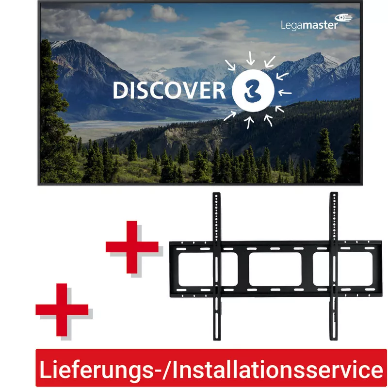 Legamaster DISCOVER 3 75'' + Wandhalterung VESA + Kabel + Lieferungs-/Installationsservice