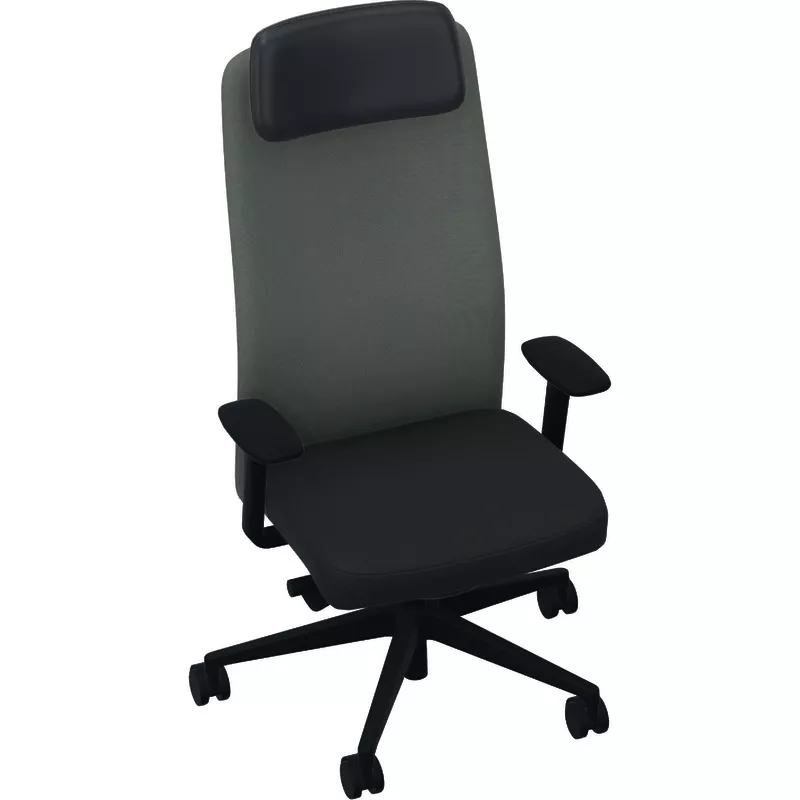 Köhl Drehstuhl Selleo 2200, Air-Seat mit Seitenprofil, AUTO-Synchron-Mechanik, Soffbezug schwarz, Kopfstütze Kunstleder schwarz