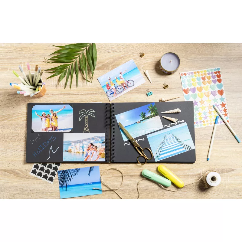 Set Scrapbooking mit Fotoalbum 32x22 cm, SCRAP ADDICT - Schwarz