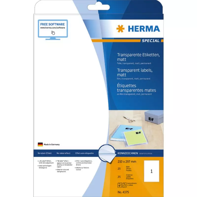 HERMA Etiketten 4375, B x H: 210 x 297 mm, Folie DIN A4