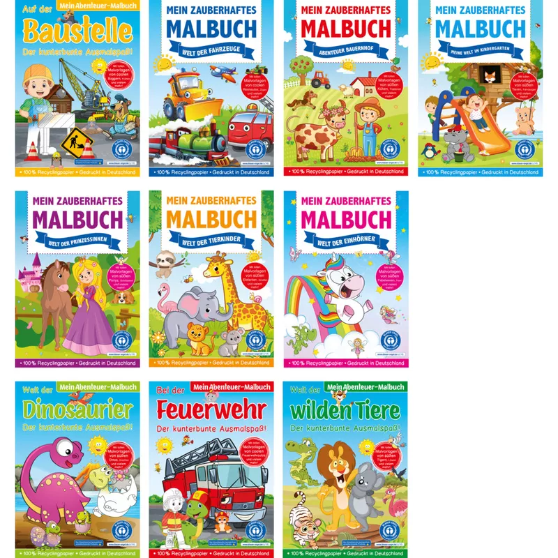 Abenteuer-Malbuch, 10 Titel, sortiert MEDIA VERLAG 8121VAR9