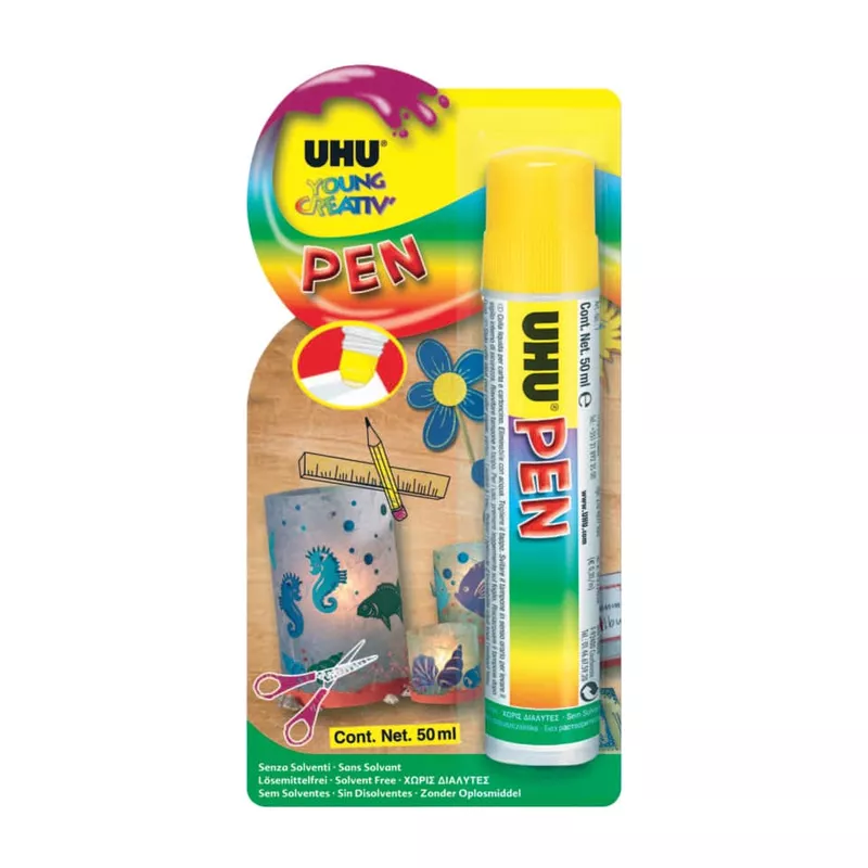 Klebestift YOUNG CREATIV GLUE PEN, ohne Lösungsmittel, transparenter Auftrag, 50 ml UHU 39035