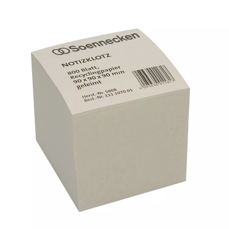 Soennecken Zettelklotz 9x9x9cm Recycling 800Blatt