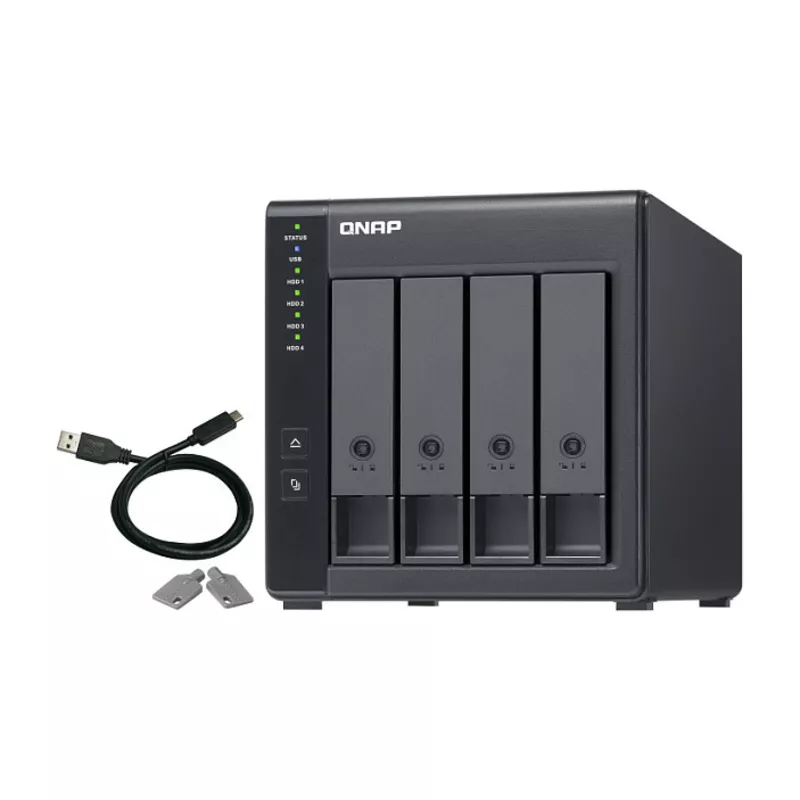 4-Bay QNAP TR-004 - 2.5/3.5 Zoll - Serial ATA II - 0,1,5,10,JBOD - 3.2 Gen 1 (3.1 Gen 1) - USB Typ-C Gehäuse