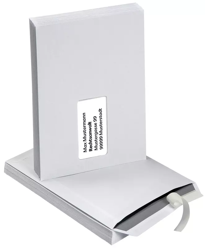Versandtasche DIN C5, haftklebend, weiß, mit Fenster, Pack: 100 Stück