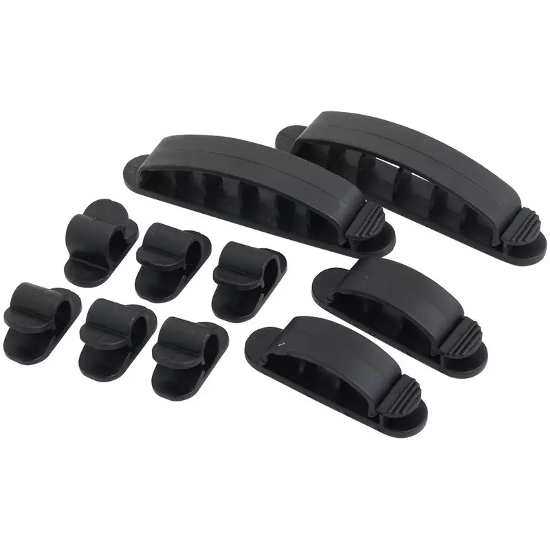 Kabelhalter-Set, ABS, 10 Stk., schwarz, selbstklebend