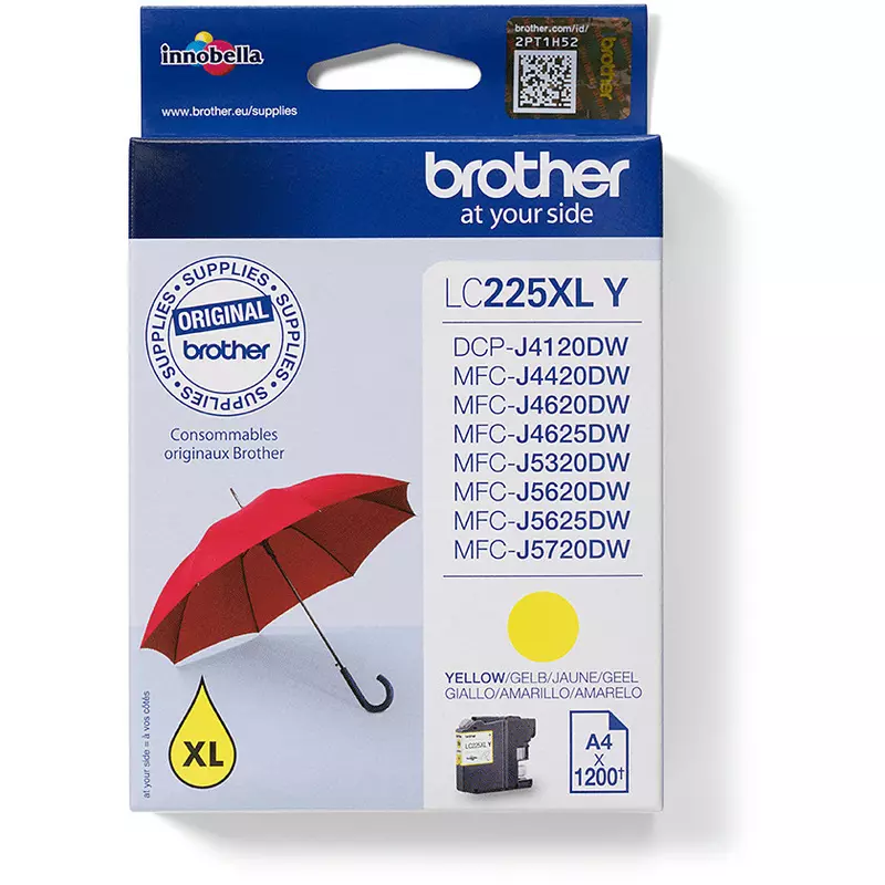 Brother Tinte LC-225XL-Y Gelb bis zu 1.200 Seiten nach ISO/IEC 24711