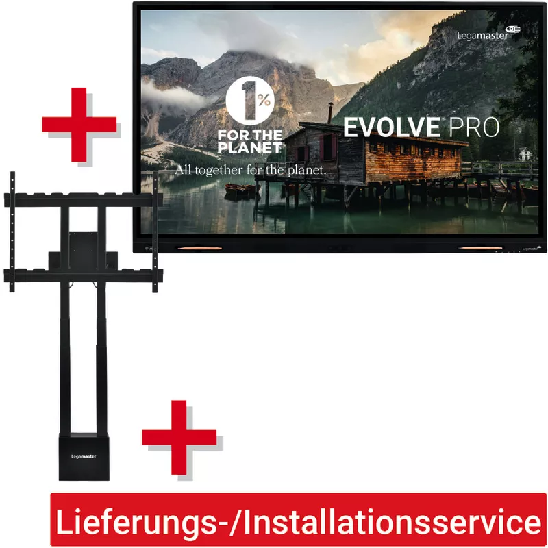 Legamaster Evolve PRO 65' + Pylonensystem höhenverstellbar + Kabel + Lieferungs-/Installationsservice