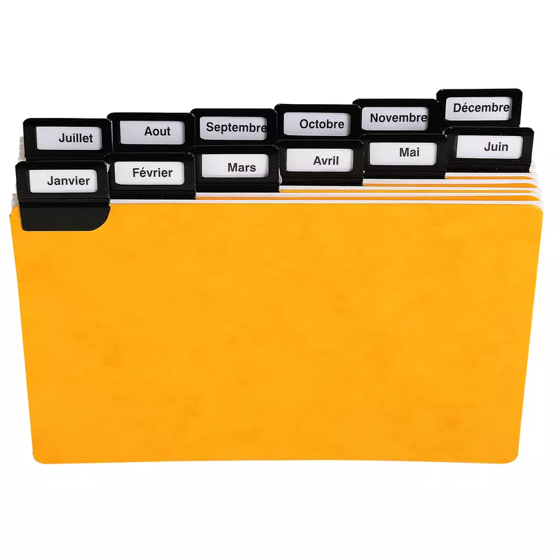 Packung mit 24 Trennblättern mit Fensterreitern aus Metall, alphabetisch, 105x148 mm - Schwarz