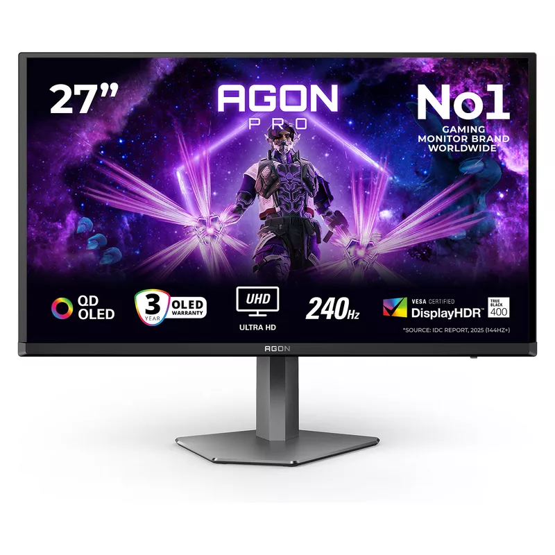 67,3cm/26,5 (3840x2160) AOC AG276UZD 16:9 4K QD-OLED 0,03ms 240Hz HDMI DisplayPort USB-C USB VESA Speaker HDR Black