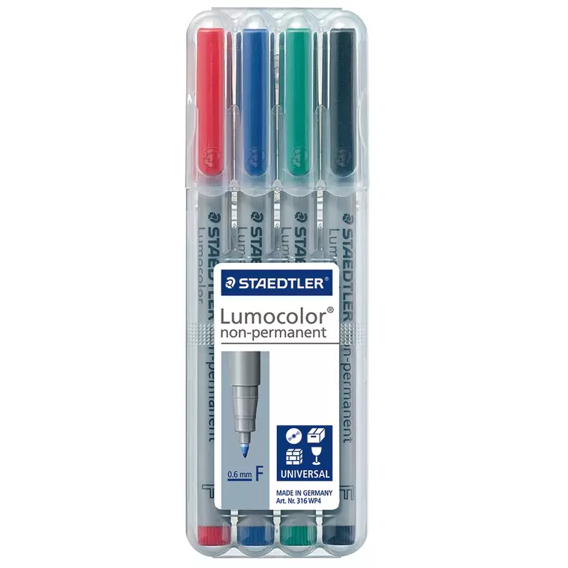 STAEDTLER Folienstifte Lumocolor® 316 F, non-permanent, 4er Box, farbsortiert