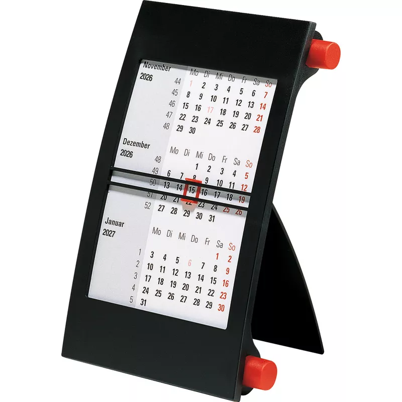 3-Monats-Tischkalender Sequenz 2026, 11 x 18,3 cm, 3M/1S, schwarz/rot RIDO 70-38 000 206