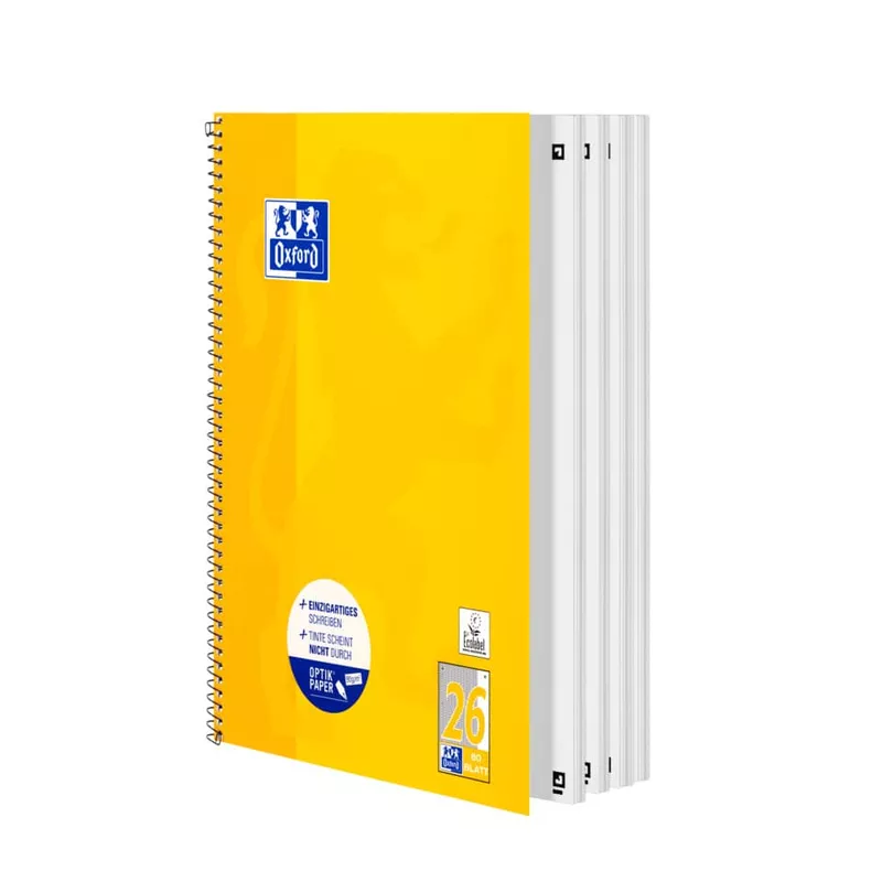Collegeblock, A4+, 80 Blatt, Lin.26, kariert, gelb OXFORD 100050356