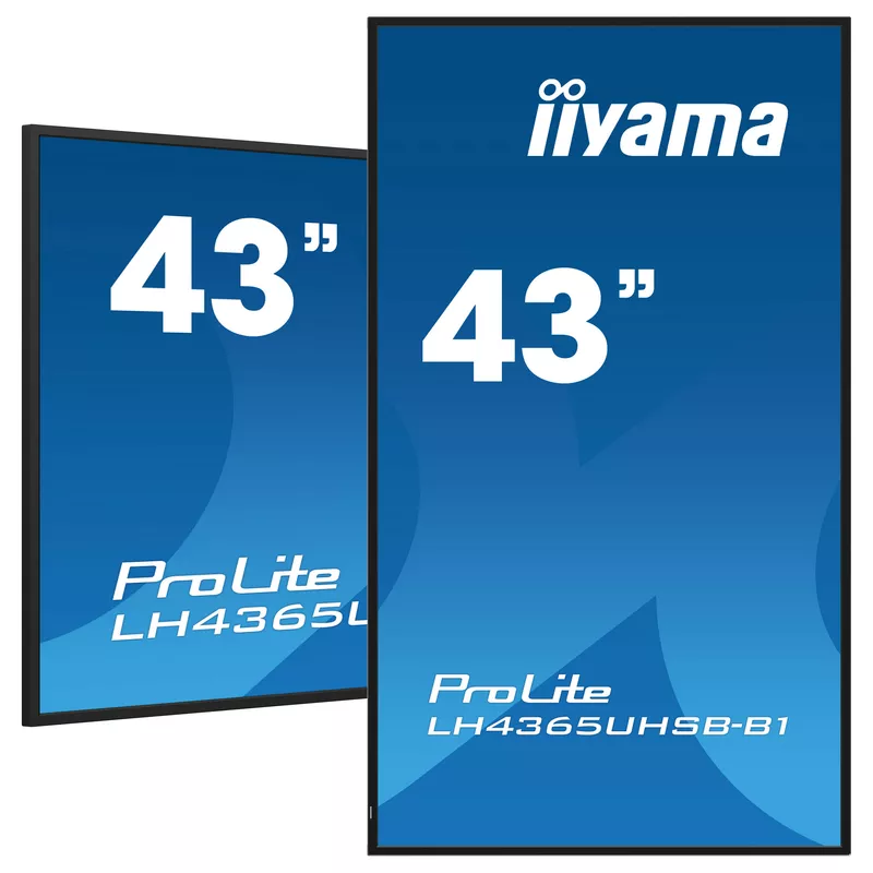 109cm/43 (3840x2160) iiyama ProLite LH4365UHSB-B1 16:9 4K IPS Touch 8ms 60Hz 24/7 2xHDMI DP LAN WIFI Speaker Black