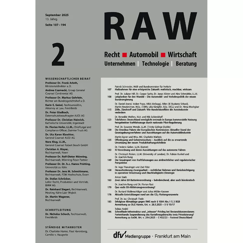RAW - Recht-Automobil-Wirtschaft - Abonnement