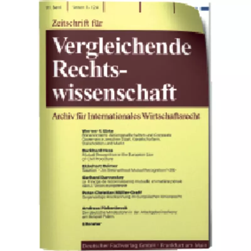 ZVRW - Zeitschrift für Vergleichende Rechtswissenschaft - Abonnement