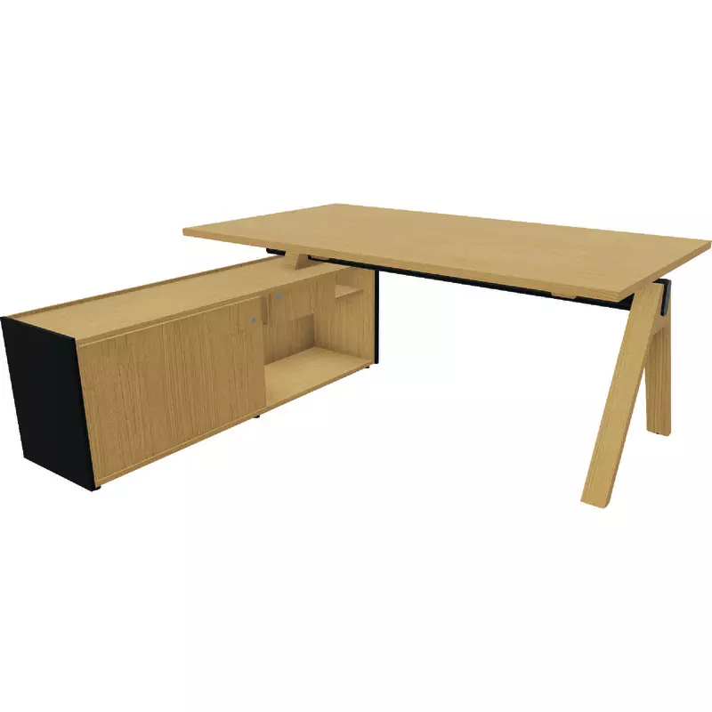 mdd Schreibtisch Viga inkl. Managerschrank links, Eiche natur,  B x H x T: 1.600 x 740 x 1.300 mm