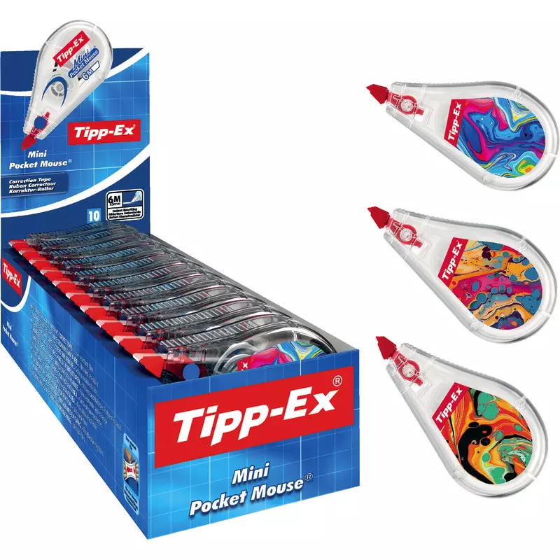 Tipp-Ex® Korrekturroller Mini Pocket Mouse® Dekor, Bandlänge: 6 m, Packung: 10 Stück sortiert